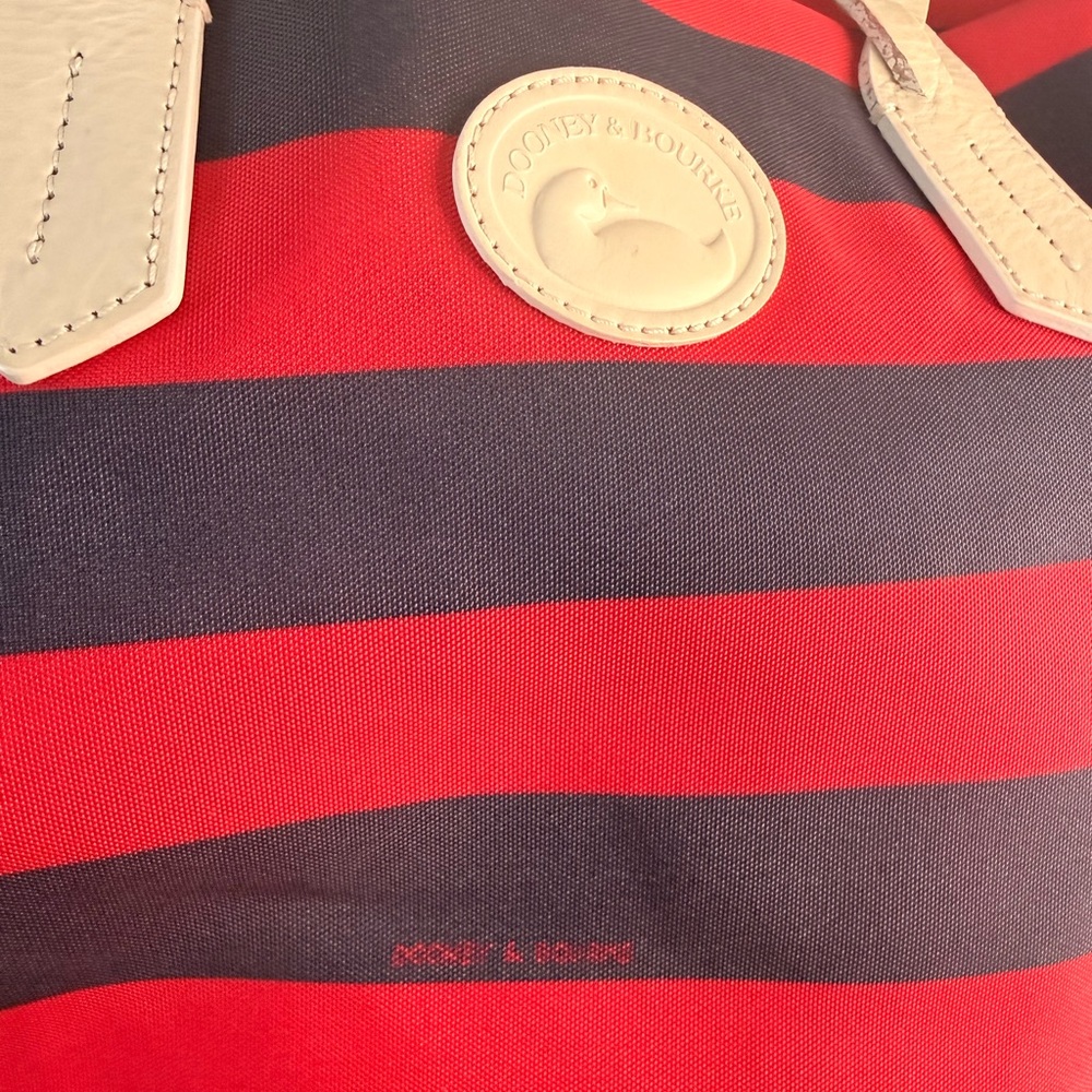 Dooney & Bourke Navy and Red Striped Tote - Picture 2 of 14